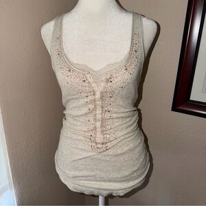 Vintage Y2K Abercrombie & Fitch 2000s Beaded Ribbed Henley Tank Top